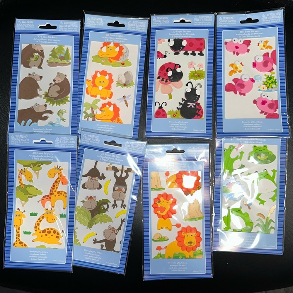 Bundle of 8 3D foam stickers